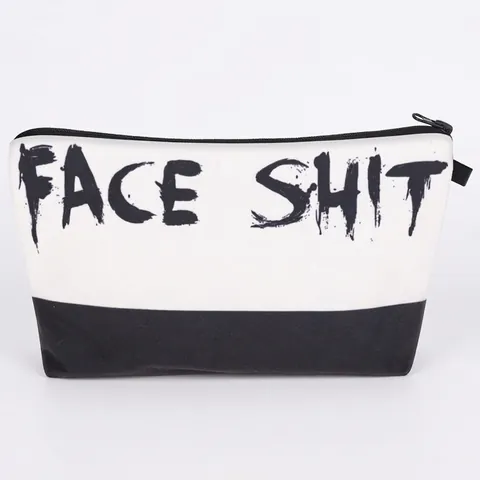 Women's Fashion Letter Print Makeup Bag Portable Polyester Toiletry Storage Pouch With Zipper Closure For Travel Daily Use