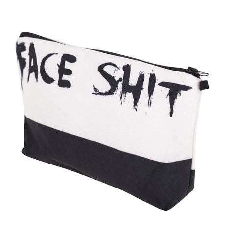 Women's Fashion Letter Print Makeup Bag Portable Polyester Toiletry Storage Pouch With Zipper Closure For Travel Daily Use