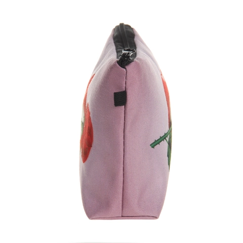 Trousse de Maquillage en Polyester pour Femmes Imprimé Lèvres Rouges et Rose Fermeture Éclair Sac de Rangement de Voyage