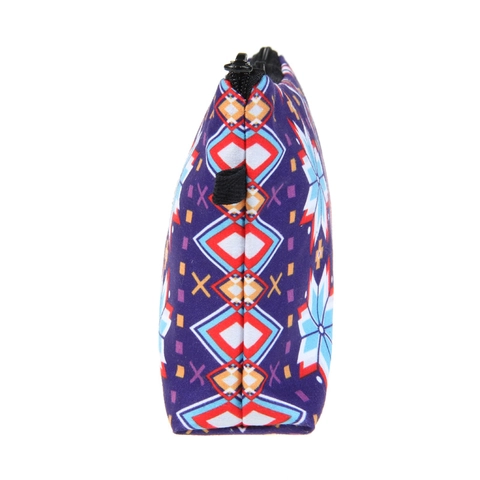 Women Geometric Print Makeup Bag Polyester Ethnic Snowflake Zipper Cosmetic Storage Pouch For Travel Daily Organizer Clutch