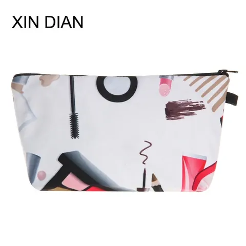 Bolsa de Cosméticos de Moda para Mujer Estampado de Maquillaje Neceser Portátil de Poliéster con Cremallera Organizador de Viaje