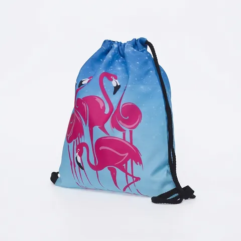 Polyester Flamingo Print Trekkoord Rugzak Voor Dames Meisjes Schattige Eenhoorn Sterrenhemel Casual Reis Opbergtas