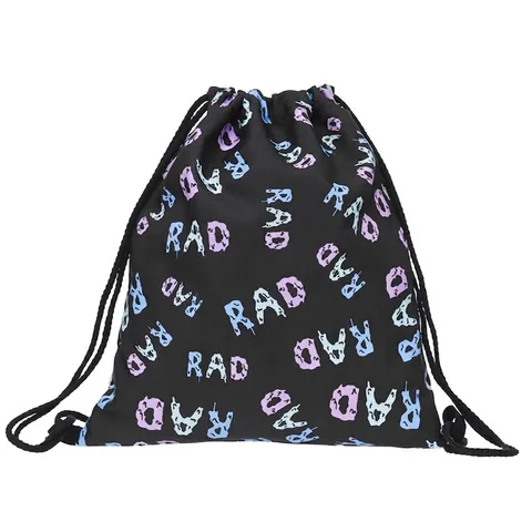 Street Style Letter Print Rugzak Met Trekkoord Voor Dames Draagbare Polyester Reisopslagtas 3D Geprinte Casual Zak