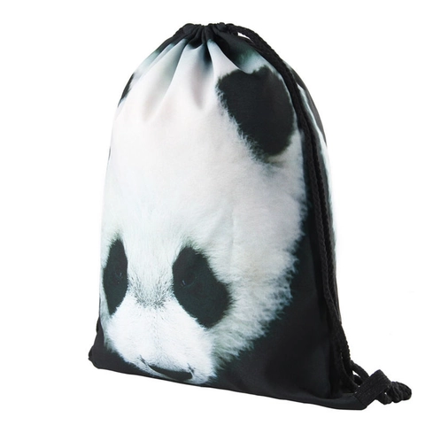 Lässiger Polyester Kordelzug Rucksack Mit Panda Druck Große Kapazität Reise Aufbewahrungstasche Für Herren Damen Kinder