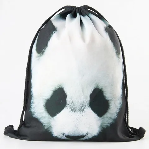 Lässiger Polyester Kordelzug Rucksack Mit Panda Druck Große Kapazität Reise Aufbewahrungstasche Für Herren Damen Kinder