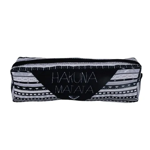 Borsa da Trucco in Tessuto Oxford Con Stampa Geometrica Hakuna Matata Astuccio Portatile Con Cerniera per Donna Viaggio Beauty Case