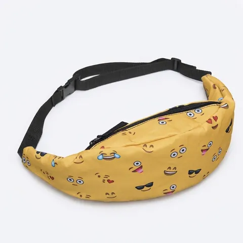 Bedruckte Cartoon Emoji Gürteltasche Für Damen Polyester Outdoor Sport Laufen Bauchtasche Verstellbarer Riemen Reisetasche