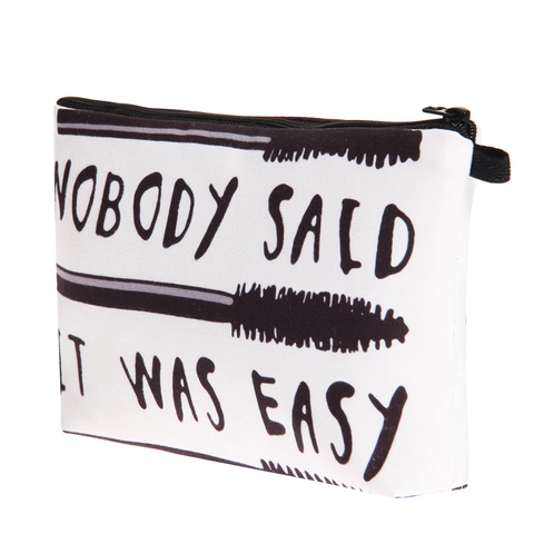 Women Polyester Printed Letter Makeup Bag Portable Travel Toiletry Storage Pouch Minimalist Zipper Cosmetic Bag Case