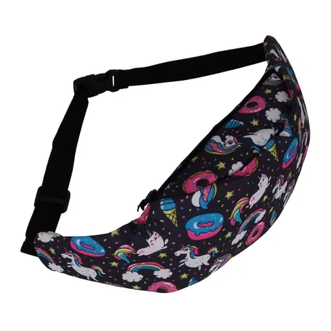 Women Fashion Digital Printed Waist Bag Cartoon Unicorn Flamingo Fanny Pack Adjustable Sports Travel Shoulder Chest Bag