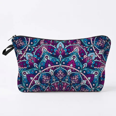 Mandala Print Kosmetiktasche Polyester Tragbare Reisen Kulturbeutel Waschtasche Vintage Bohemian Kosmetikbeutel Für Damen Alltag