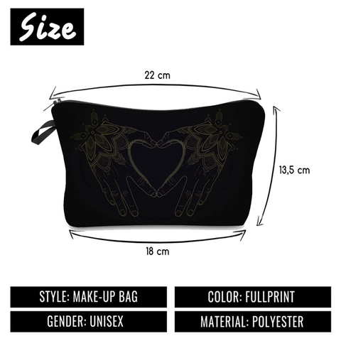 Women Mandala Heart Print Polyester Cosmetic Bag Travel Toiletry Makeup Organizer Zippered Handbag Storage Pouch For Daily Use