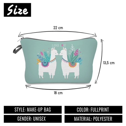 Polyester Digital Printed Alpaca Pattern Makeup Bag Portable Toiletry Organizer Handbag For Women Travel Storage Case