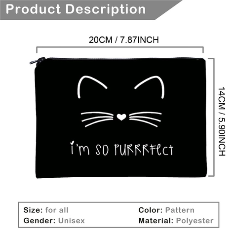 Neceser de Maquillaje con Estampado de Gato Lindo Bolsa de Cosméticos de Tela Oxford Con Llavero de Bola de Peluche Bolsa de Almacenamiento de Viaje
