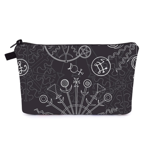 Neceser de Maquillaje Con Estampado Símbolos Alquimia Astrología Poliéster Impermeable Organizador de Aseo Viaje Diseño Místico Vintage Mujer
