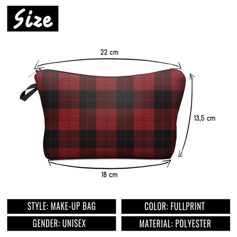 Damen Rot Schwarz Karierte Kosmetiktasche Mehrzweck Reise Kulturbeutel Lagerung Veranstalter Tasche Mit Reißverschluss Weiche Polyester Handtasche