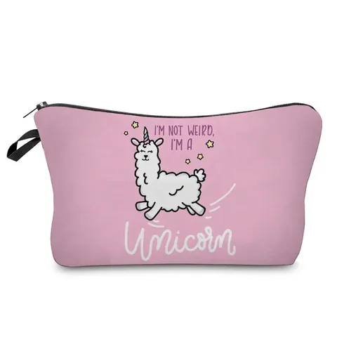 Llama Unicorn Printed Makeup Bag For Women Travel Toiletry Storage Pouch Multi-functional Polyester Digital Print Cosmetic Bag