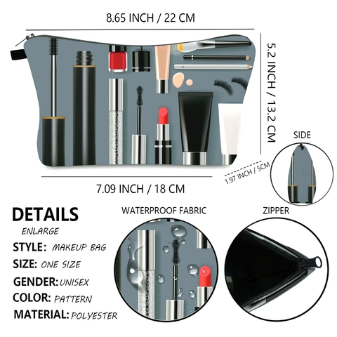 Trousse à Maquillage Impression Numérique Femme Polyester Organisateur Cosmétique de Voyage Trousse de Toilette Polyvalente