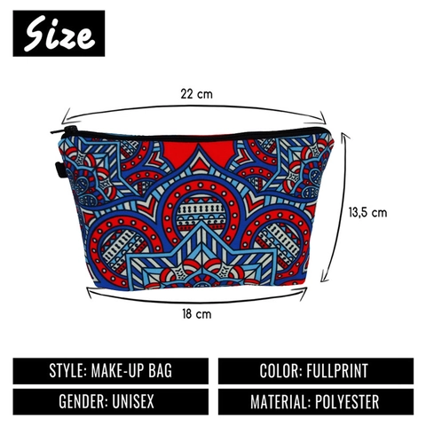 Bolsa de Maquillaje con Estampado de Mandala para Mujer Poliéster Neceser Cosmético Trapecio Organizador de Viaje Portátil con Cremallera