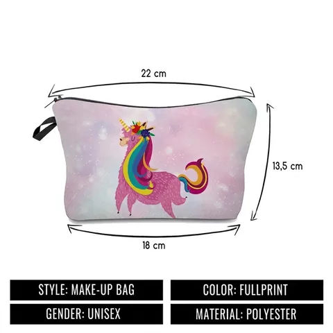 Polyester Digitale Bedrukking Make-up Tas Cartoon Alpaca Eenhoorn Patroon Dames Reis Toilettas Opbergzakje Cosmetische Tas