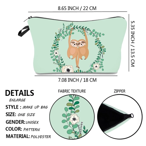 Vrouwen Waterbestendig Luiaard Print Cosmetische Tas Draagbare Polyester Make-Up Tas Multifunctionele Reistoiletartikelen Opslag Organizer Tas