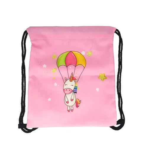 Einhorn Bedruckt Kordelzug Rucksack Leicht Polyester Beutel Für Kinder Mädchen Damen Reise Lässig Schule Aufbewahrung Tasche