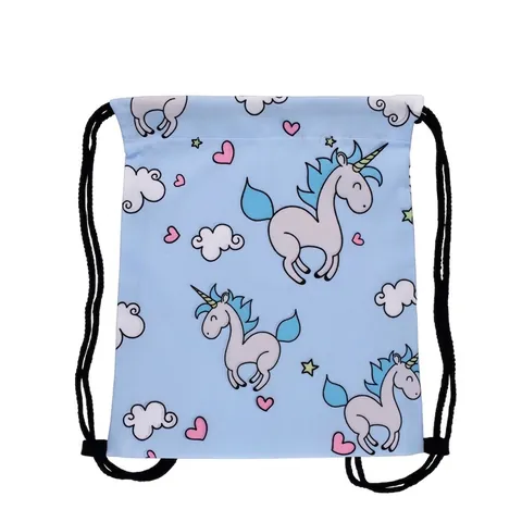Unicorn Print Drawstring Backpack For Kids Lightweight Polyester Storage Bag Cute Cartoon Cinch Sack For Travel School Daily Use