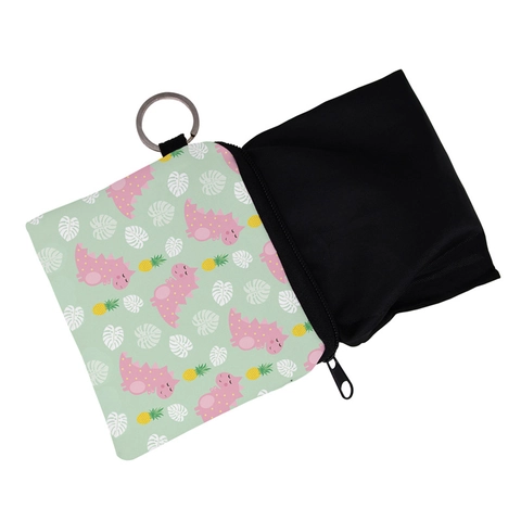 Cartoon Dinosaurier Ananas Druck Mini Münzbörse Reißverschluss Tragbare Polyester Aufbewahrungstasche Mit Schlüsselring Für Damen Kinder