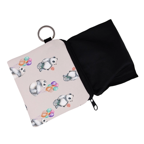 Lindo Monedero Con Estampado de Panda de Dibujos Animados Mini Cartera de Poliéster Impermeable Con Llavero Para Mujer