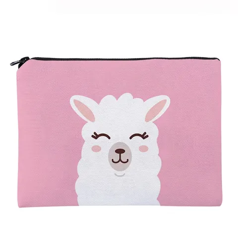 Bolsa de Maquillaje de Oxford Con Estampado de Alpaca Linda Neceser de Viaje Portátil Organizador de Cosméticos Con Cremallera