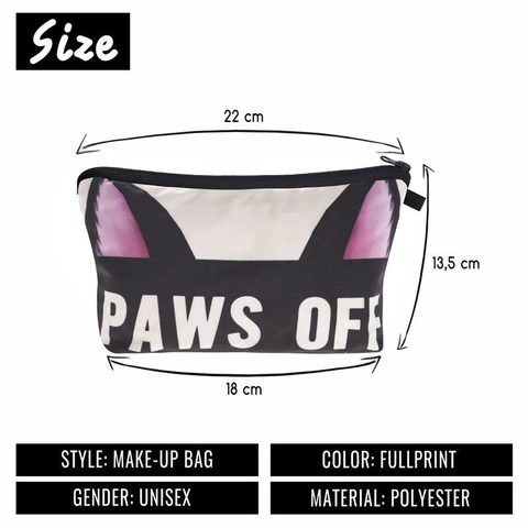 Trousse à Maquillage Portable en Poliestere Imprimé Dessin Animé Pochette de Rangement de Voyage à Fermeture Éclair pour Femmes Hommes