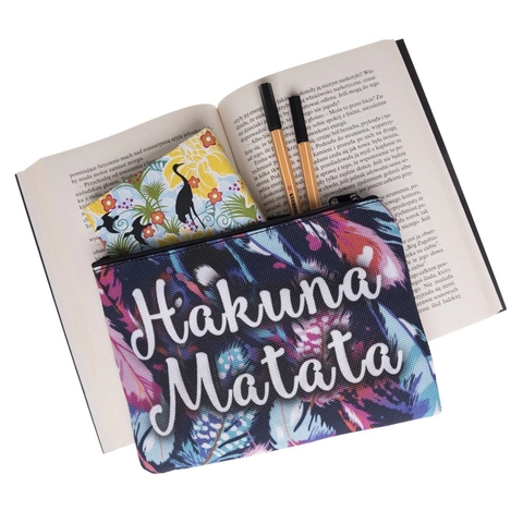 Magic Style Hakuna Matata Printed Square Cosmetic Bag For Women Portable Polyester Travel Toiletry Makeup Storage Organizer Case