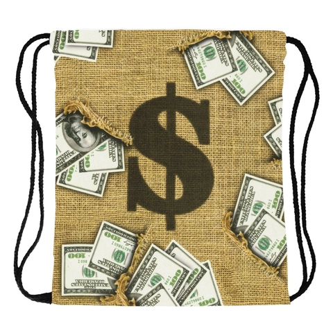 Polyester Trekkoord Tas Amerikaanse Dollarbiljet Geld Print Opbergtas Casual Reizen Unisex Trekkoord Rugzak