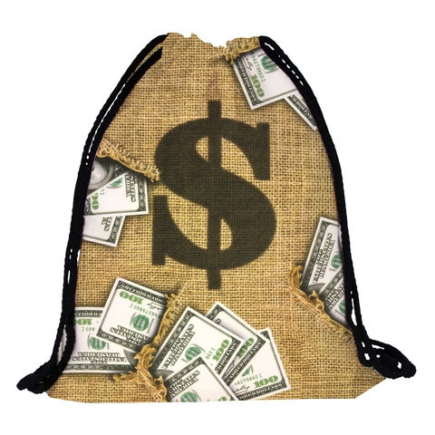 Polyester Trekkoord Tas Amerikaanse Dollarbiljet Geld Print Opbergtas Casual Reizen Unisex Trekkoord Rugzak