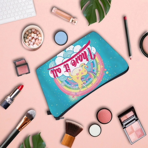 Bolsa de Cosméticos de Poliéster Multifuncional para Mujer Estampado Digital Colorido Unicornio Arco Iris Organizador de Almacenamiento de Viaje