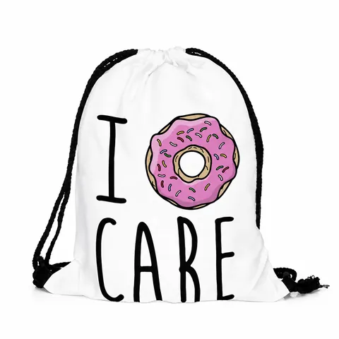 Women Men Casual Polyester Drawstring Backpack Funny Donut Print Storage Bag Lightweight Travel Cinch Sack Bag