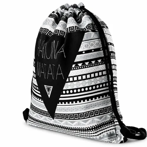 Lässiger Kordelzug Rucksack Geometrischer Druck Ethnisch Stammesmuster Polyester Turnbeutel Reisen Aufbewahrungstasche Herren Damen