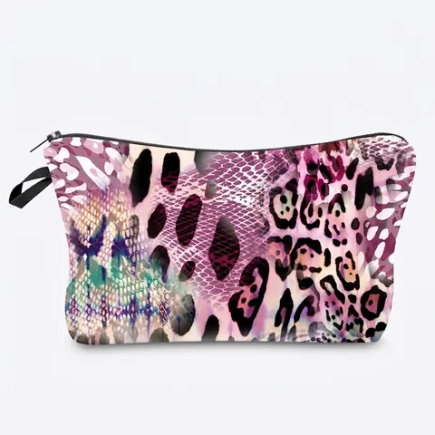 Dames Luipaardprint Make-uptas Polyester Reizen Make-up Organizer Digitaal Bedrukt Rits Toilettas Mode