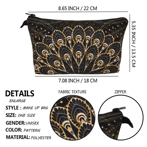Trousse de Maquillage en Polyester Motif Mandala Hydrofuge Rangement de Voyage Vintage Pochette Cosmétique pour Femmes