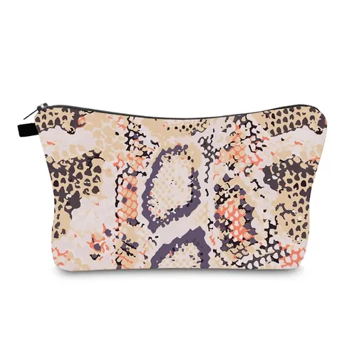 Bolsa de Cosméticos de Poliéster con Estampado de Serpiente Digital de Estilo Occidental para Mujer Bolsa de Almacenamiento de Maquillaje