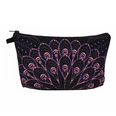 Bohemian Mandala Printed Polyester Makeup Bag For Women Portable Travel Toiletry Storage Pouch Zipper Cosmetic Organizer Handbag