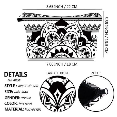 Mandala Print Polyester Make Up Tas Draagbare Waterdichte Reis Toilettas Rits Sluiting Cosmetische Organizer Vrouwen