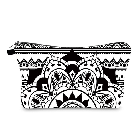 Mandala Print Polyester Make Up Tas Draagbare Waterdichte Reis Toilettas Rits Sluiting Cosmetische Organizer Vrouwen