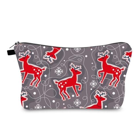 Weihnachten Rentier Schneeflocke Druck Kulturtasche Wasserdicht Polyester Reißverschluss Reise Kosmetiktasche Für Damen