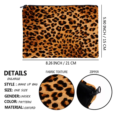 Leopard Print Cosmetic Bag Women Portable Travel Makeup Storage Bag Polyester Toiletry Organizer Handbag Pouch Gift