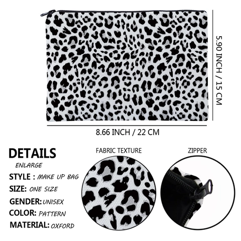 Bolsa de Maquillaje Portátil con Estampado de Leopardo para Mujer Neceser de Viaje de Poliéster Duradero Estuche Organizador Multiusos