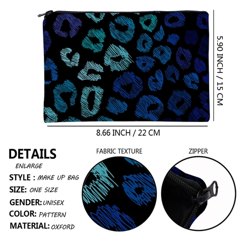 Mode Polyester Leopardendruck Kosmetiktasche Digitaldruck Quadratische Reise Make-Up Aufbewahrungstasche Tragbarer Toilettenorganizer Für Damen