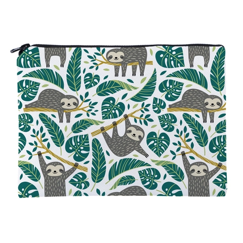 Neceser Portátil para Mujer con Estampado Tropical de Perezoso Organizador de Maquillaje de Viaje Bolsa de Aseo para Mujer Bolso de Mano