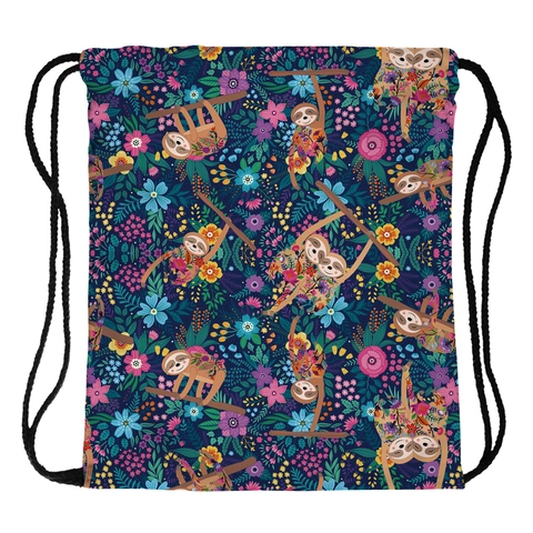 Lässiger Turnbeutel Mit Faultier Blumenmuster Polyester Wasserdichter Reise Rucksack Für Damen Outdoor Sport Beutel