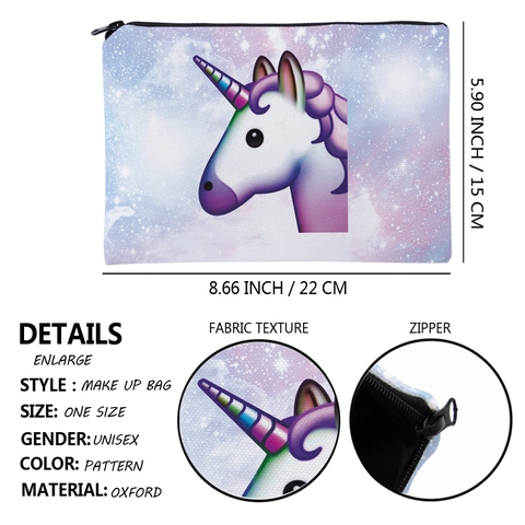 Eenhoorn Sterrenhemel Print Make-up Tas Draagbare Oxford Doek Toilettas Multifunctionele Reis Cosmetische Opbergtas Voor Dames