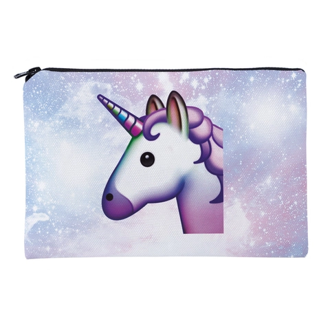Eenhoorn Sterrenhemel Print Make-up Tas Draagbare Oxford Doek Toilettas Multifunctionele Reis Cosmetische Opbergtas Voor Dames